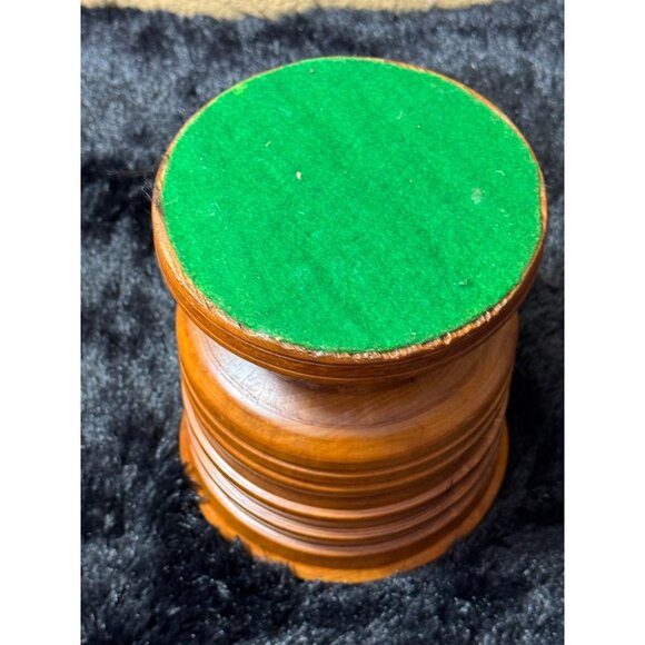 Vintage Handcrafted Turned Wooden Pedestal Bowl With Ribbed Design - Picture 5 of 7